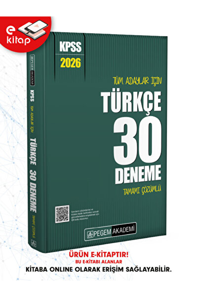 Pegem Akademi Yayıncılık 2026 KPSS Tüm Adaylar İçin Türkçe Tamamı Çözümlü 30 ...
