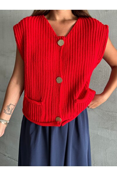 Laluvia Navy Blue Three Gold Button Sweater