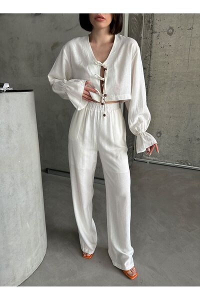 Laluvia Ecru Real Linen Design Set