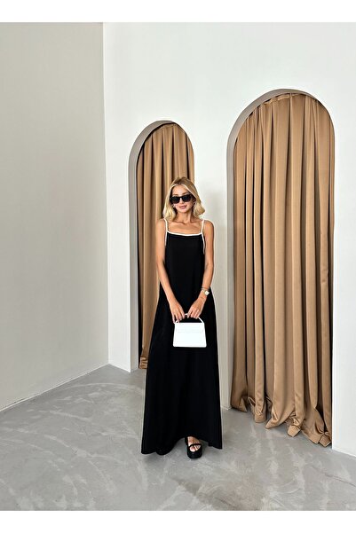 Laluvia Černé a bílé Maxi šaty s páskem