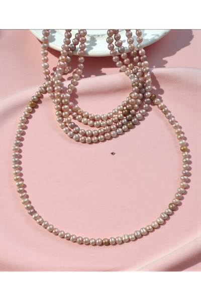 Mudita Tasarım pembe orijinal gerçek doğal tatlı su incisi kolye 7-8 mm