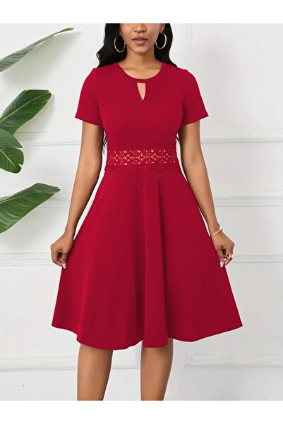 Wear Up فستان Janjan نسائي بأكمام قصيرة ورقبة دائرية ومزين بتفاصيل متدلية