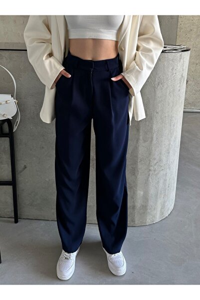 Laluvia بنطلون بالازو وردي فاخر عالي الخصر