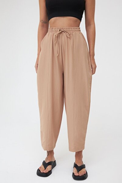 Laluvia Khaki Color Pocketed Ayrobin Shalwar Trousers