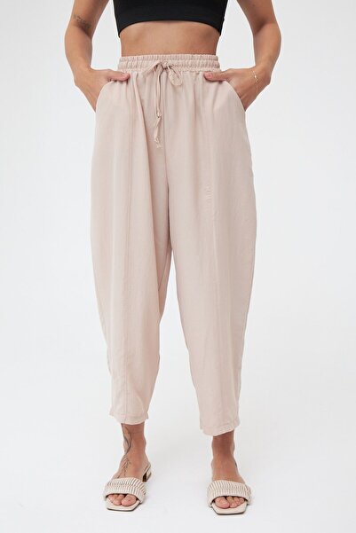 Laluvia Khaki Color Pocketed Ayrobin Shalwar Trousers