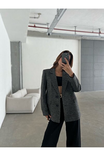 Laluvia Gray Wool Stitch Jacket