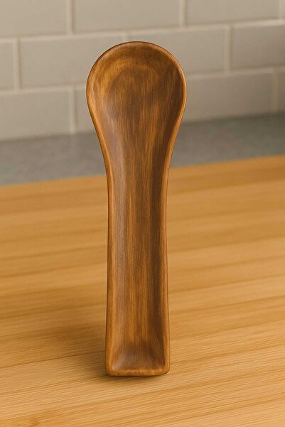 PAPİSAHOME Seramik Ahşap Desenli Kaşıklık Kepçe Altı Kirli Kaşık Altlığı