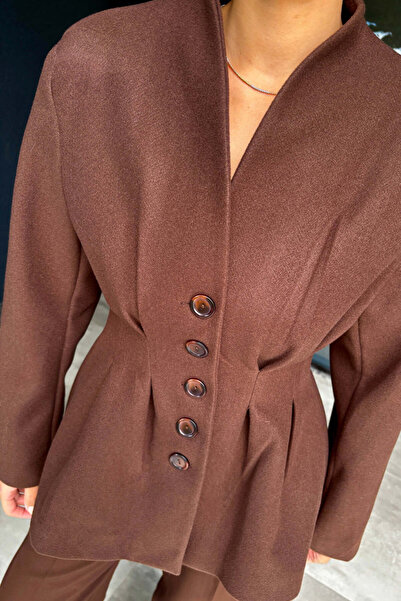 FABB Кафяво кашмирено сако с копчета