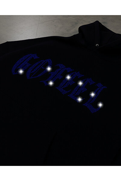 Gofeel Hanorac oversize unisex cu imprimeu cu pietre strălucitoare