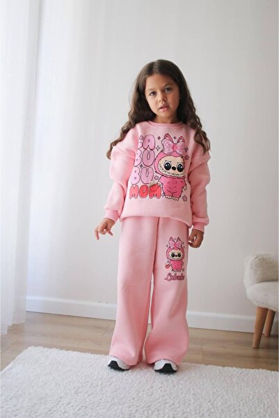 MİNİKO KİDS Girl's Labubu Modeled 3-Ply Sharded Tracksuit Set