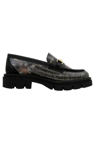 Dogo Women's Vegan Leather Black Loafer - the Model Book of Calligraphy Design