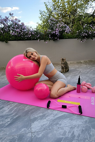 Delta Evde Pilates Başlangıç ve İleri Seviye Seti - Top Mat Bant Dambıl Yoga Fitness Egzersiz Full Paket