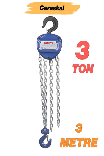 Badem10 Zincirli Caraskal 3 Ton 3 Metre Profesyonel El Vinc Dayanıklı Yük Kal...