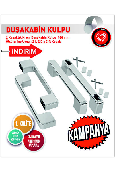 icereklam Duşakabin Cam Kapı kare Kulp 4 Adet Duşakabin Kolu Krom14-16 cm