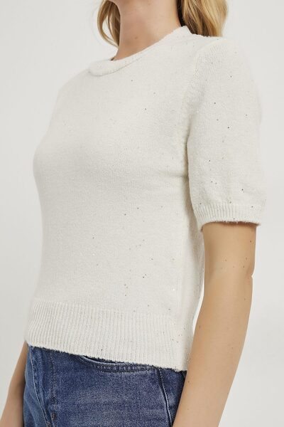 Arma Life Women's Short Sleeve Premium Bright White Short Sweater