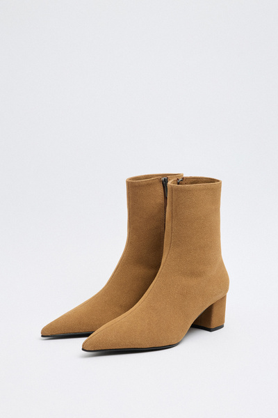 LUTVELIZADE Bot 2514 - Sivri Burun Önden Dikişli Taba Süet Kadın Bot