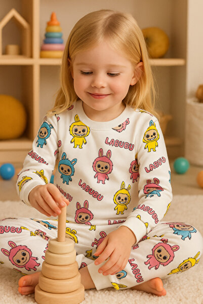 Beka Kids Set de pijamale pentru copii cu model Labubu, pantaloni de sus și de jos