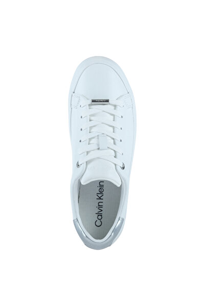Calvin Klein Kadın Gümüş Rengi Detaylı Bağcıklı Sneaker - Beyaz
