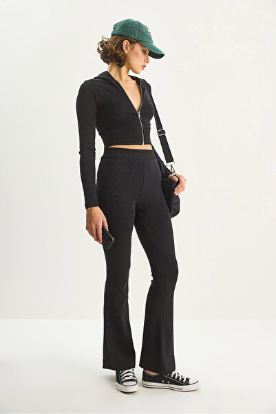 Bianco Lucci Women Zipper Long Sleeve Crop Top Lightweight Spanish Leggings 2180 60283622