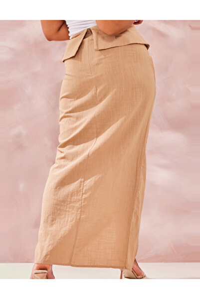 Pretty Little Thing Fustă maxi PRETTYLITTLETHING, bej