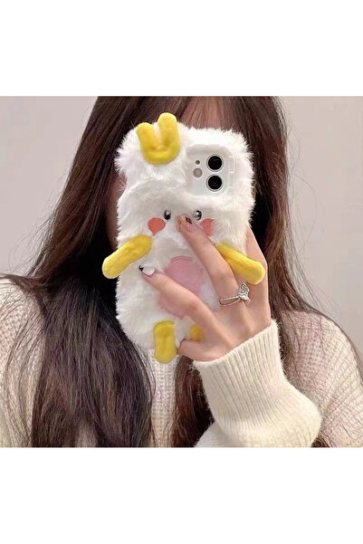 Paw Butik iPhone 14 uyumlu Peluş Civciv Desenli Telefon Kılıfı – Yumuşak Pelu...