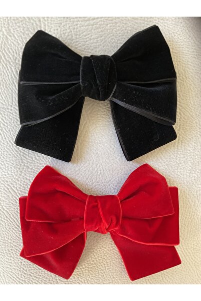 MADE BY PERİ Velvet Ribbon Buckle Set (Burgundy-Black) and (Red-Black)