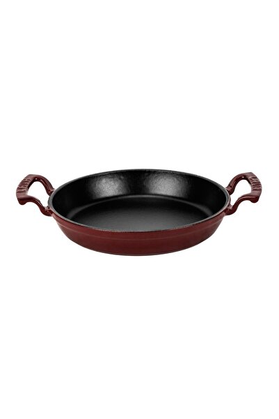 Lava Döküm Yuvarlak Sahan Döküm Demir Yekpare Çift Kulplu Çap(Ø)24cm.-Bordo