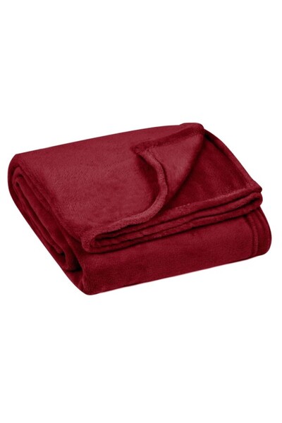 eDebara Winter Decorative Red Velvet Blanket for Armchair or Sofa, Size 160x130 cm