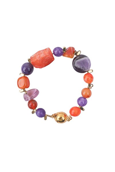 Zeynep Büyükbay سوار من الأحجار الكريمة الطبيعية للشفاء والتوازن من العقيق والأميثيست والأميترين