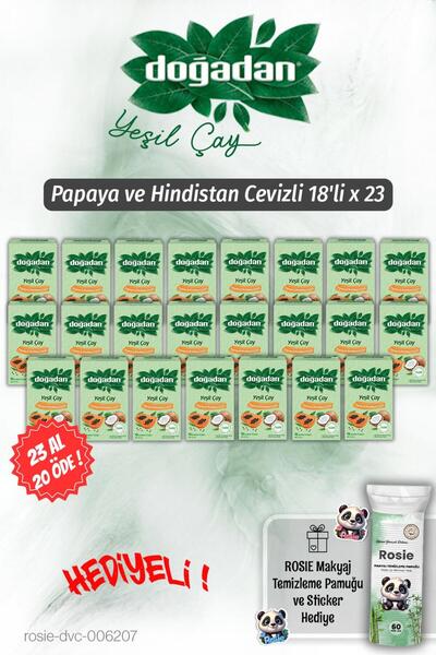 Doğadan 23 AL 20 ÖDE Yeşil Çay Papaya Hindistan Cevizli 18'li ve Rosie Pamuk