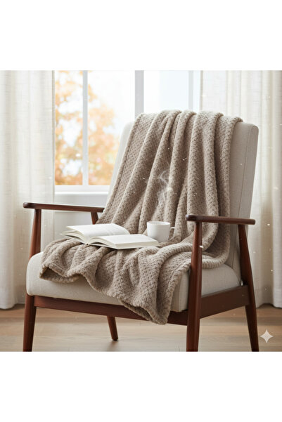 OEM Blanket, Popcorn Pattern Beige for Armchair or Sofa, Size 160x130 cm