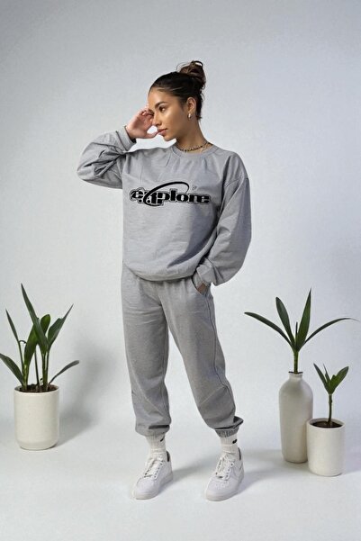 Wish BF oversized Explore με τύπωμα με κουκούλα Σετ φόρμας χειμερινό Βαμβάκι ...