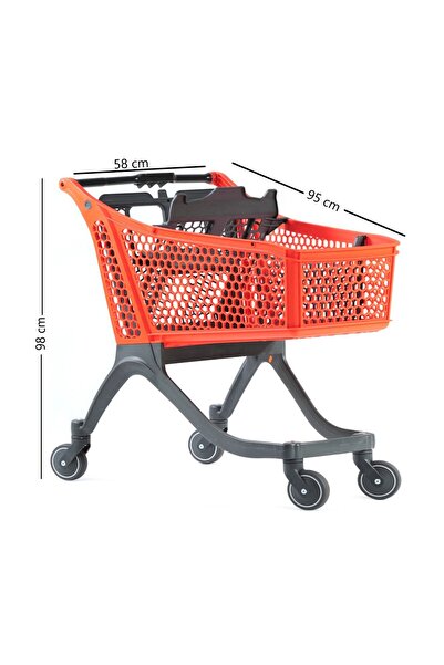 Marketix Kartal Plastik Market Alışveriş Arabası 130 Litre Turuncu