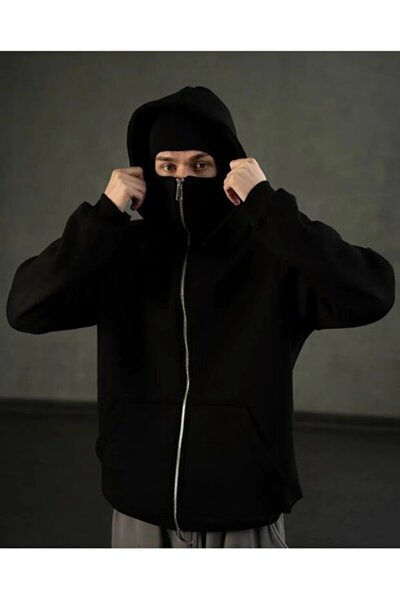 Gofeel Kar Maskeli Ninja Unisex Sweatshirt Hırka 3 İplik Kalın