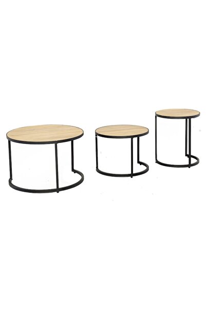 Maison Mex Set of 3 garden/terrace tables, NESTING, anthracite/natural
