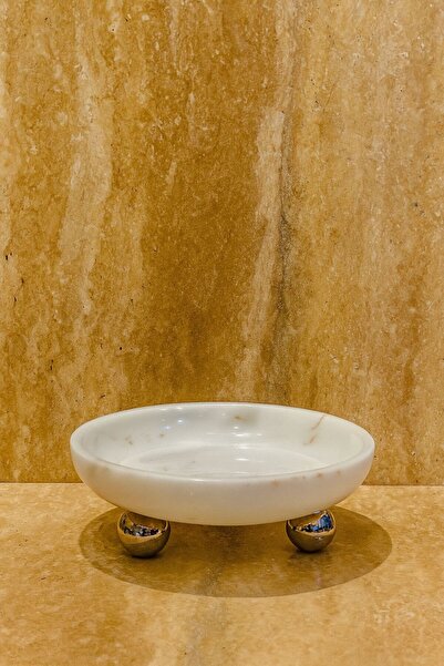 Modestmar Traverten ayaklı kase traverten gümüş top ayaklı kase