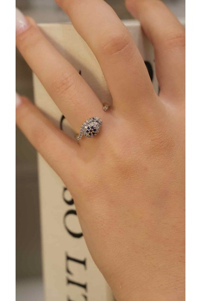 Jerie Zircon Stone Minimal Eye Detail Front Adjustable Ring