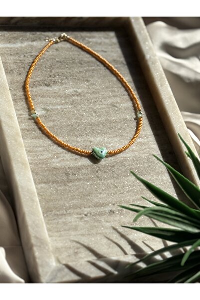 Le'sluette shadow of style Premium Heart Charm Detailed Beaded Necklace Summer Trend Combination