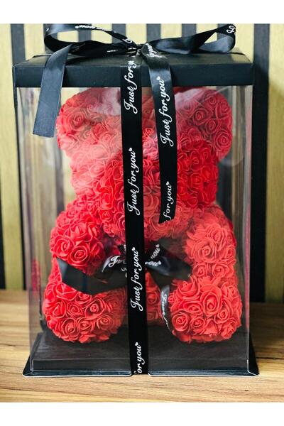 Şans çiçek hediyelik & dekorasyon Büyük Premium kutuda ayıcıklı gül