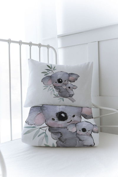 Tuğba Kuğu Organic Printed Montessori Quilt Set - Pure Baby Series - Baby and Mother Koala