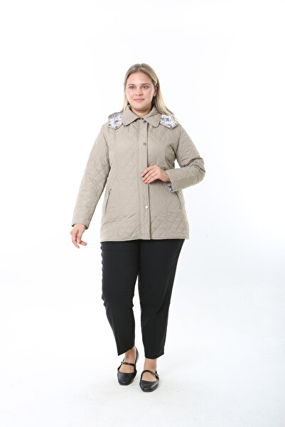 TUTveAL Collection Quilted Coat, Plus Size Coat, Spring Season, Plus Size Jacket, Hooded, Water Resistant Coat