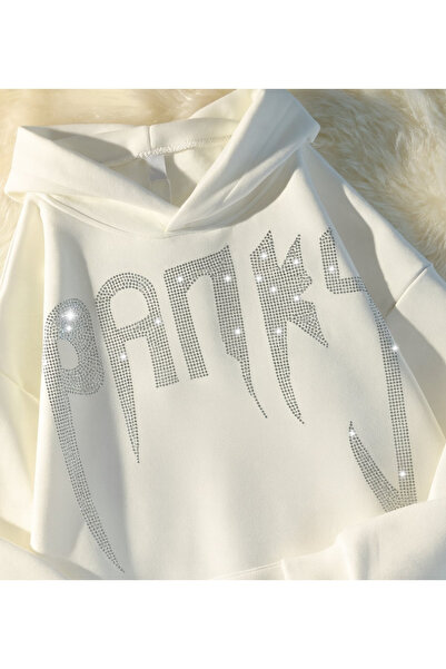 Gofeel Panks Parıltılı Taş Baskılı Unisex Oversize Hoodie