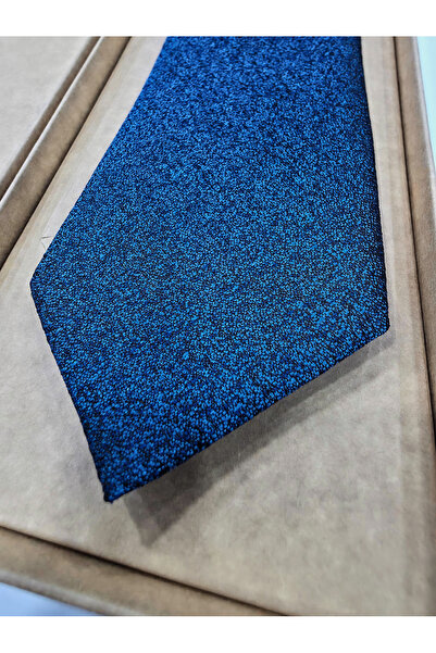 Elegante Cravatte Cravată de culoare albastră cu model gri - cu cutie specială