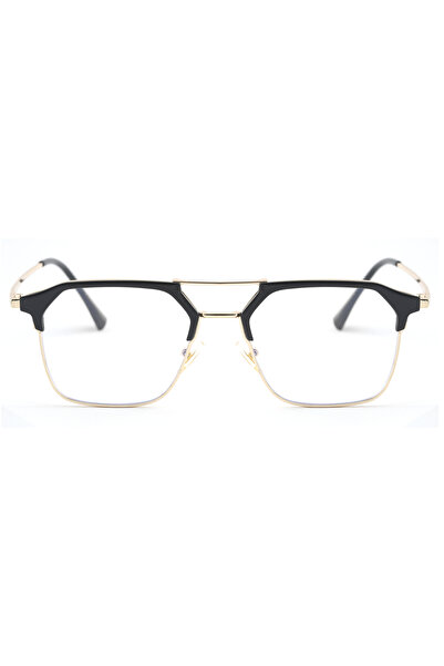 Angel Eyes Black Gold Framed Square Retro Unisex Eyewear, Blue Light Protection Computer Glasses Uv400 Protection