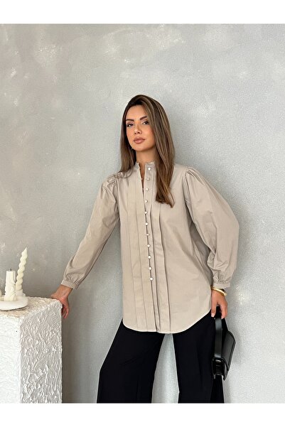 Nesil Γυναικείο πουκάμισο με πλισέ μπροστά με μανίκια μπαλόνι, casual και κομψό