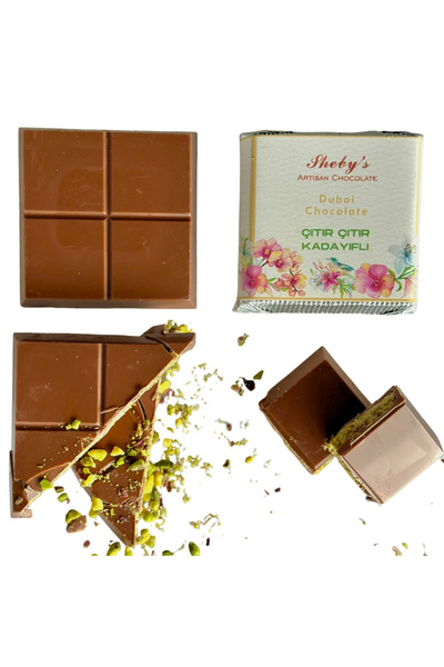 SHEBY'S Çıtır Kadayıflı Antep Fıstığı Dolgulu Sütlü Tablet Çikolata 100gr (Du...