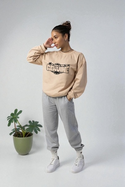 Wish BF oversized Γνήσιο σετ φόρμας χειμερινό με τύπωμα με κουκούλα Βαμβάκι τ...