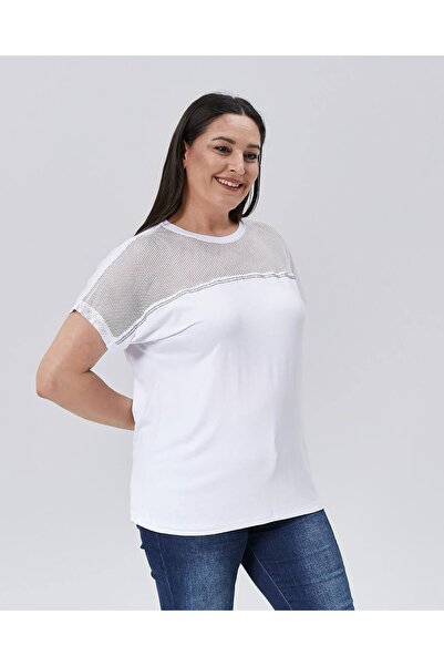 MojerHermosa Mesh Stone Detailed T-Shirt