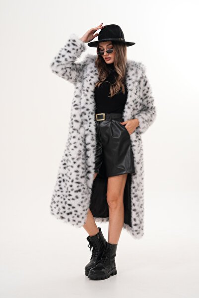 NAVY Full Length Hooded Feather Coat