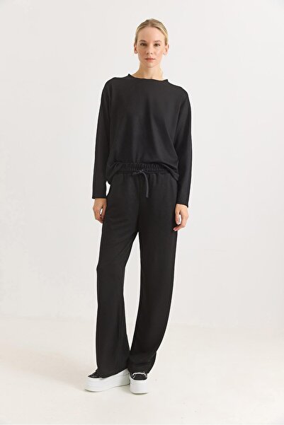 Raneel Kazançlı Alışveriş Women's modal bottom top basic tracksuit set black
